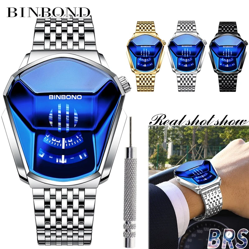 BINBOND Top Brand Luxury Military Fashion Sport Watch Men’s Wrist Watch (Golden+ Salver)