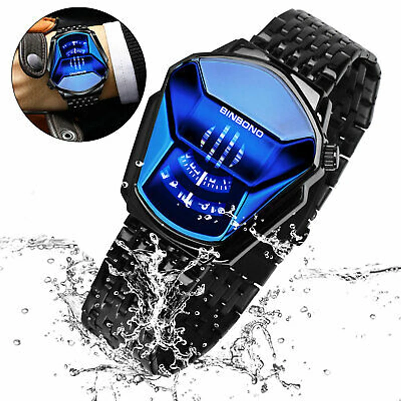 BINBOND Top Brand Luxury Military Fashion Sport Watch Men’s Wrist Watch (Golden+ Salver)