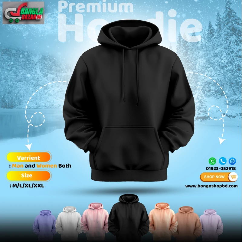 Stylish Premium Winter Hoodie For Men –Black