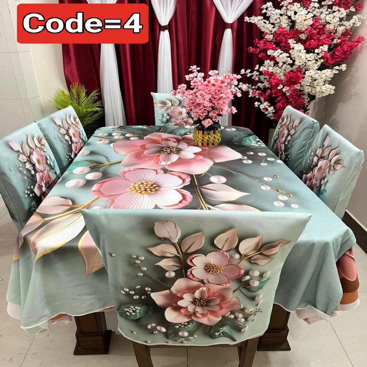 3D Pint Dining Table and Chair Cover Code =04 New