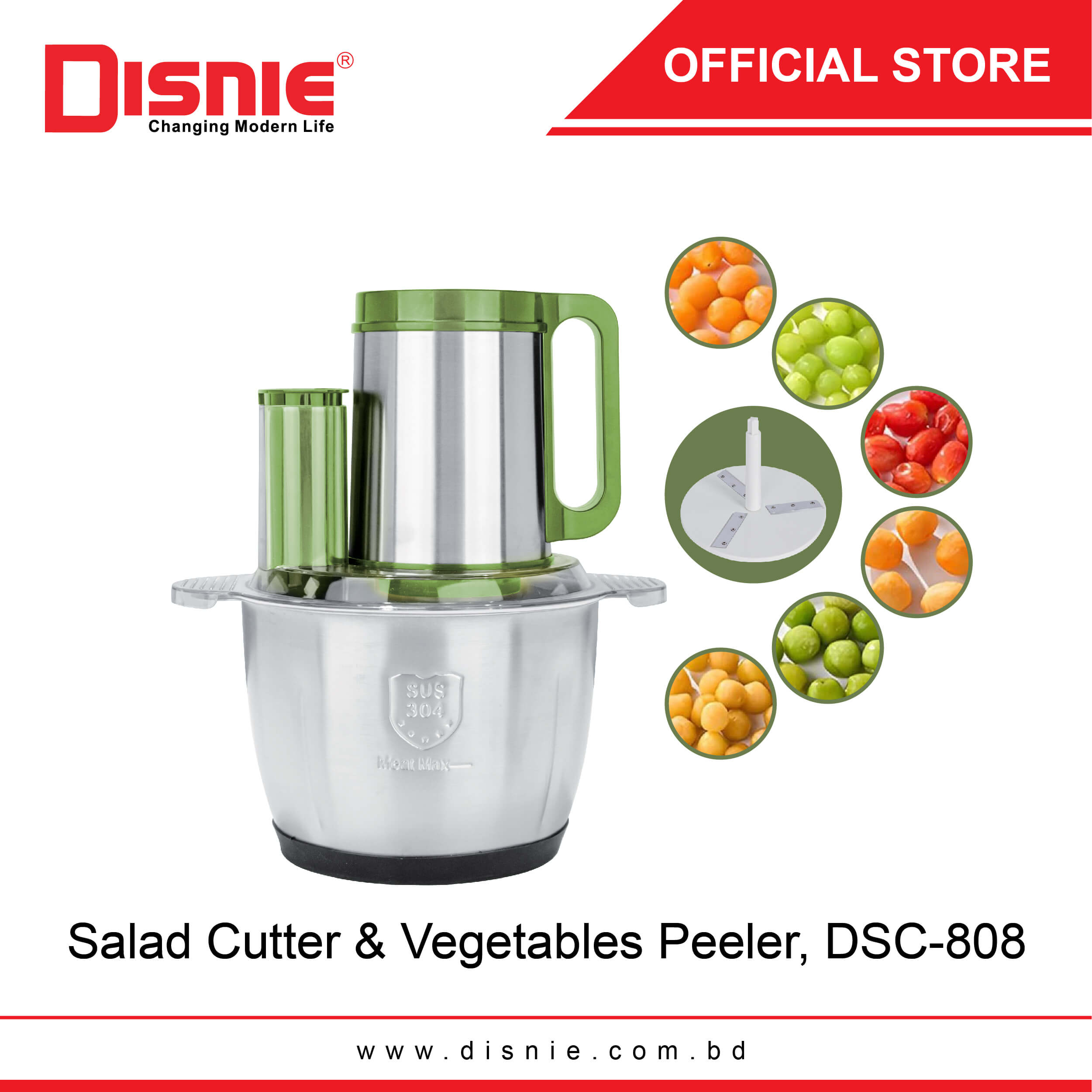 3.3L Disnie 8 in1 DSC-808 Salad Cutter & Food Chopper With Fruits Pleeler